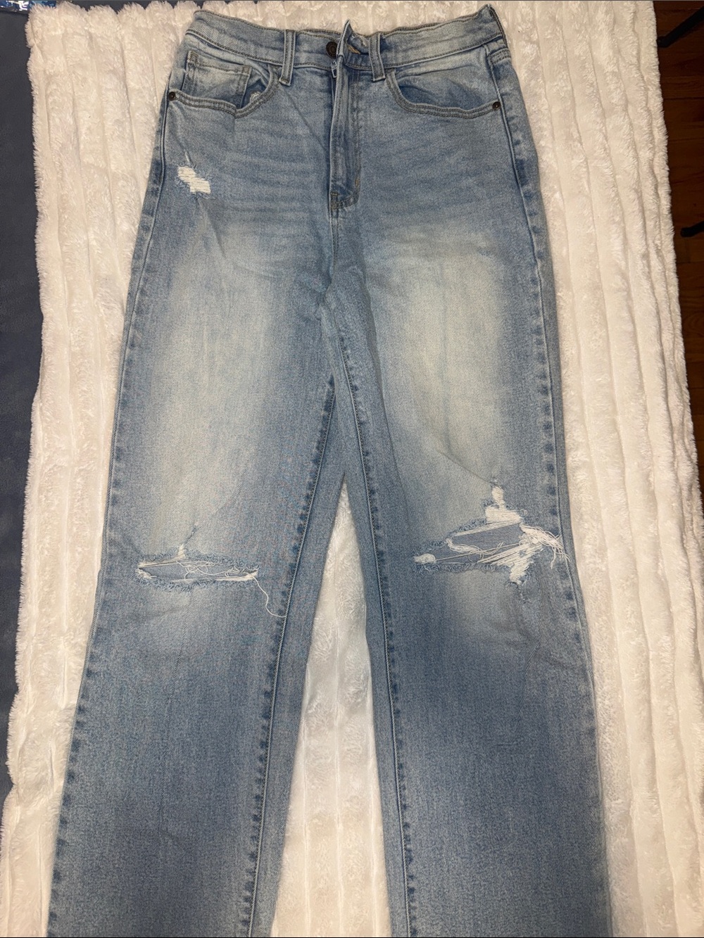 Windsor Light Blue Distressed Straight-Leg Jeans
